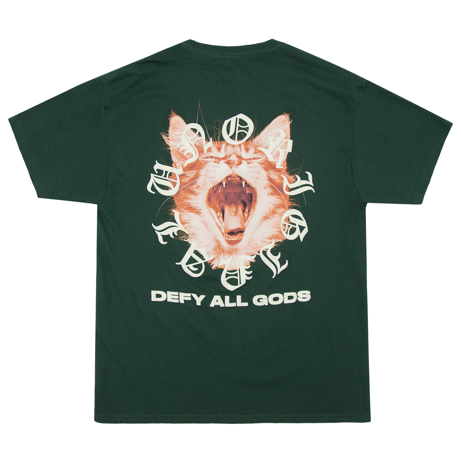 DEFY ALL GODS TEE - FOREST GREEN
